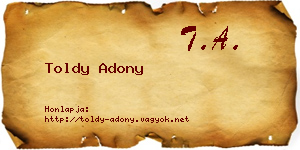 Toldy Adony névjegykártya